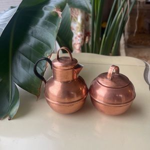 Vintage Copper Creamer and Sugar Bowl